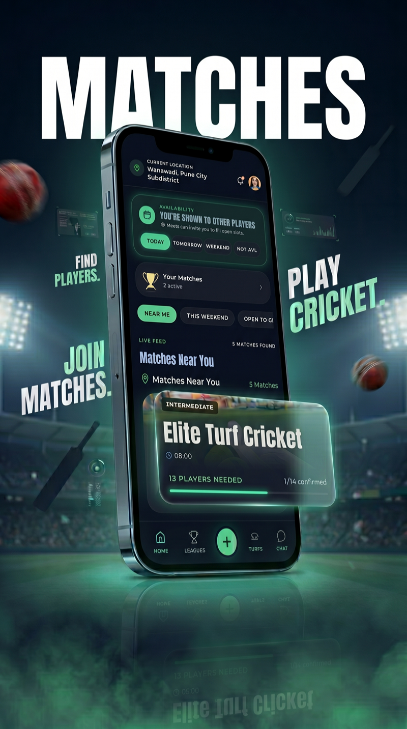 MATCHES — Find players, join matches, play cricket on TurfMatch